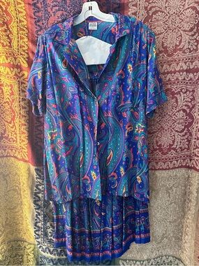 Alfred Dunner Vibrant Blue Paisley Short Sleeve 2 piece set
